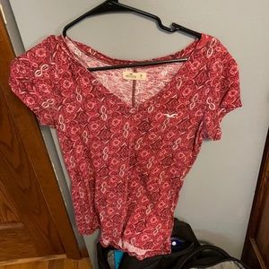 Women’s red/pinkish hollister short sleeve shirt size medium